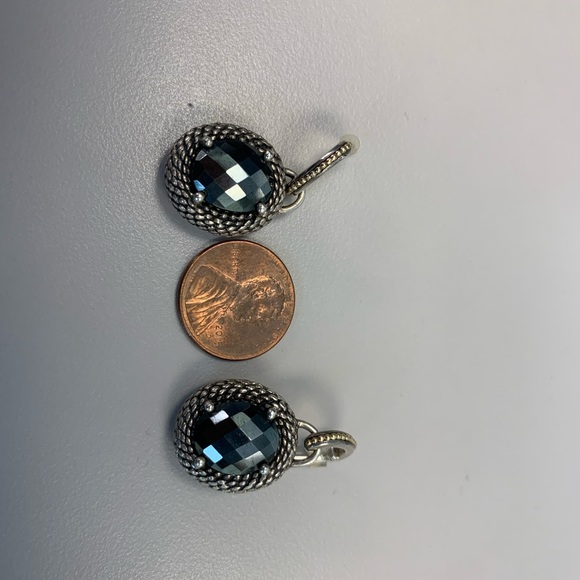 Made in Thailand nickel free SS (925) /14k gold earrings -gray stone - Picture 2 of 8